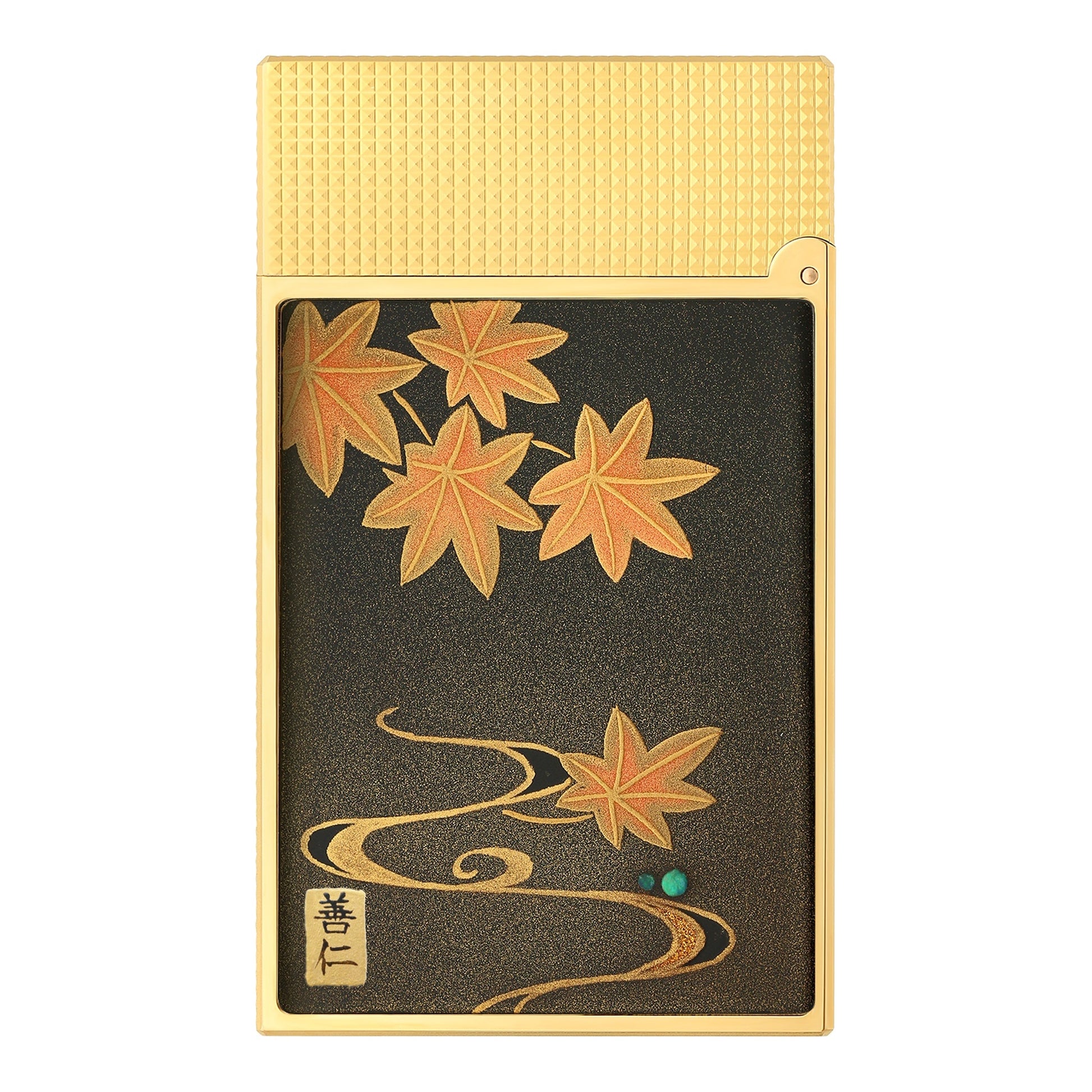 S.T. Dupont Ligne 2 - Lacquered Lighter Maki-E Brown Ryusui Shun — angle view