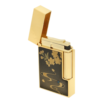 S.T. Dupont Ligne 2 - Lacquered Lighter Maki-E Brown Ryusui Shun — detail view