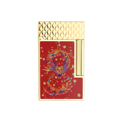 S.T. Dupont Lighter Dragon Burgundy Yellow Gold