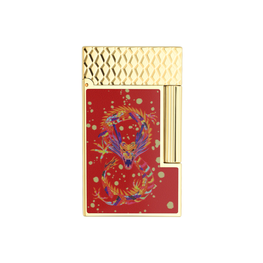 Briquet S.T. Dupont Dragon bordeaux or jaune