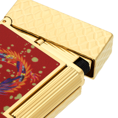 S.T. Dupont Lighter Dragon Burgundy Yellow Gold — alternate view