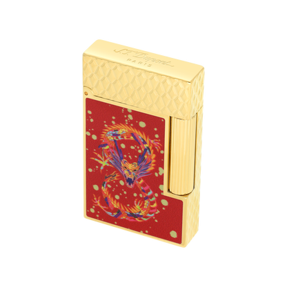 S.T. Dupont Ligne 2 - Lighter Dragon Burgundy Yellow Gold — view 5
