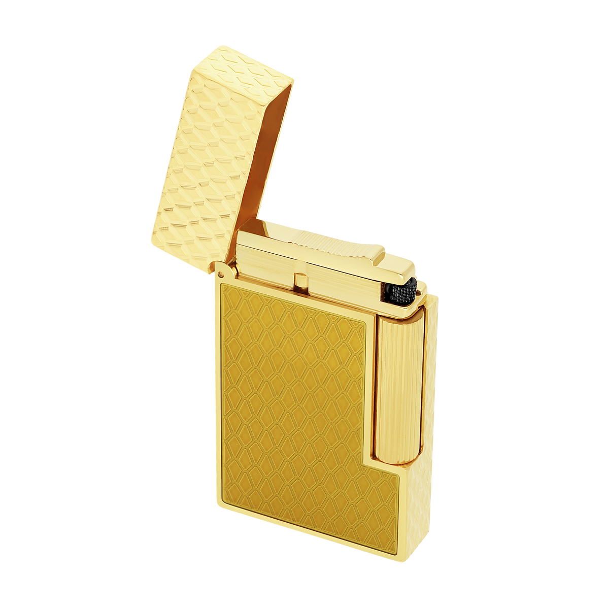 S.T. Dupont Lighter Guilloche Honey Yellow Gold — detail view