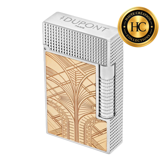 S.T. Dupont Le Grand Dupont Haute Création, Art Deco diamond-head guilloché in engraved 18-carat pink gold with palladium - ref C23040CL