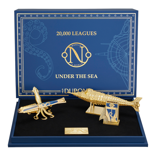 S.T. Dupont Mobilis collector set — 20,000 Leagues Under the Sea, blue, Nautilus display