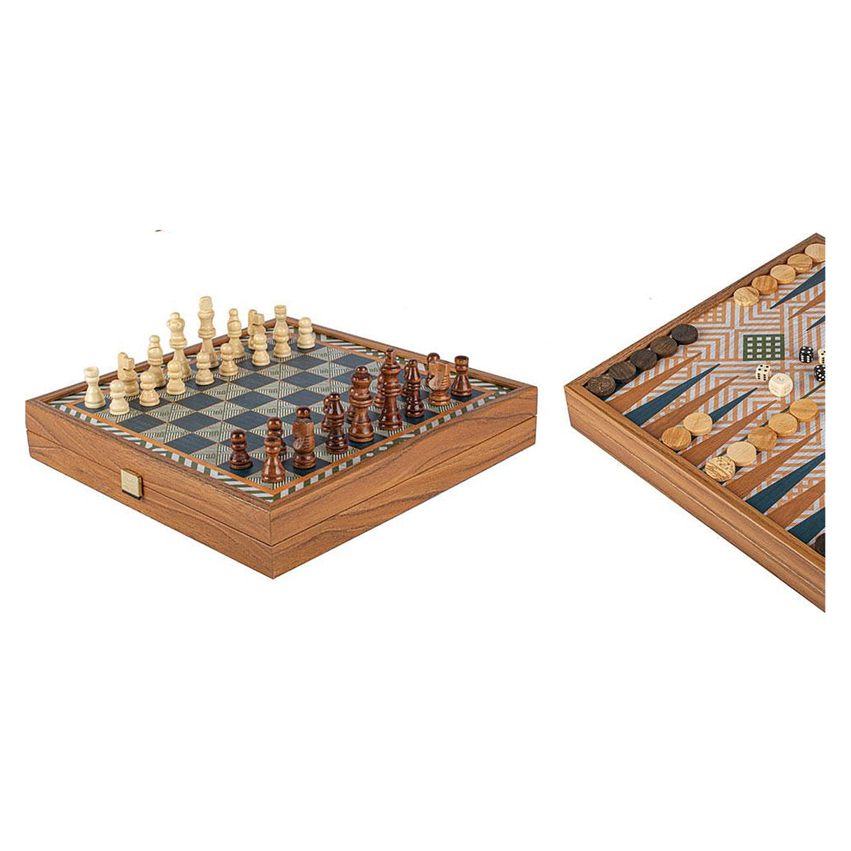 Manopoulos 4-In-1 Combo Game - Chess, Backgammon, Ludo & Snakes – Retro