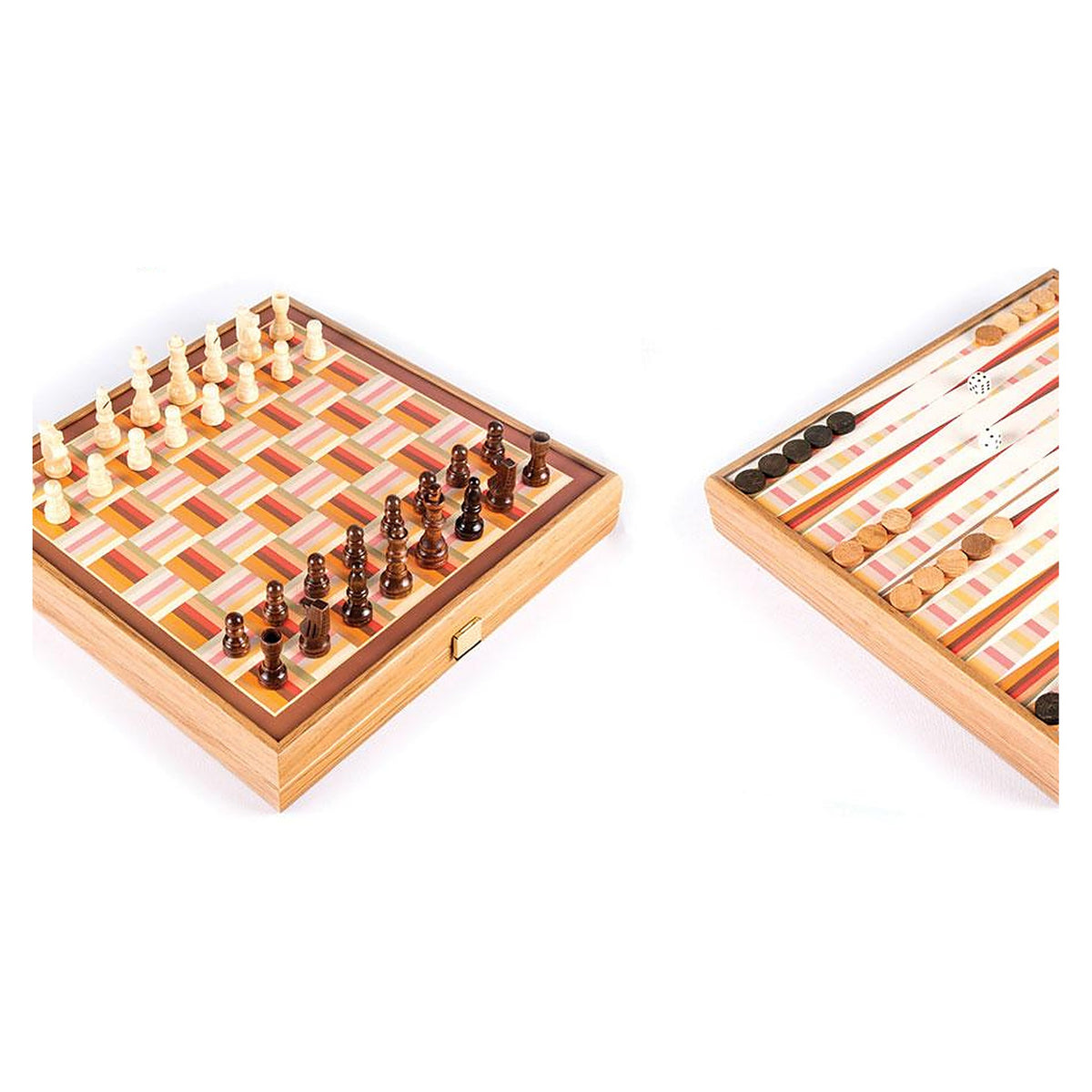 Manopoulos 4-In-1 Combo Game - Chess, Backgammon, Ludo & Snakes – Rainbow Colours