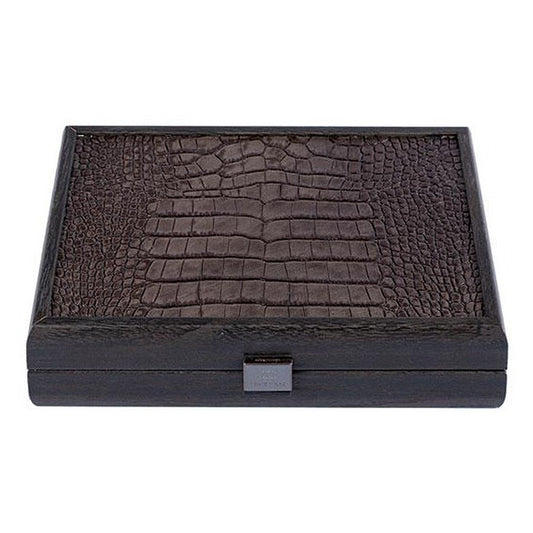 Manopoulos Playing Cards In Leather Case – Crocodile · Dark Grey