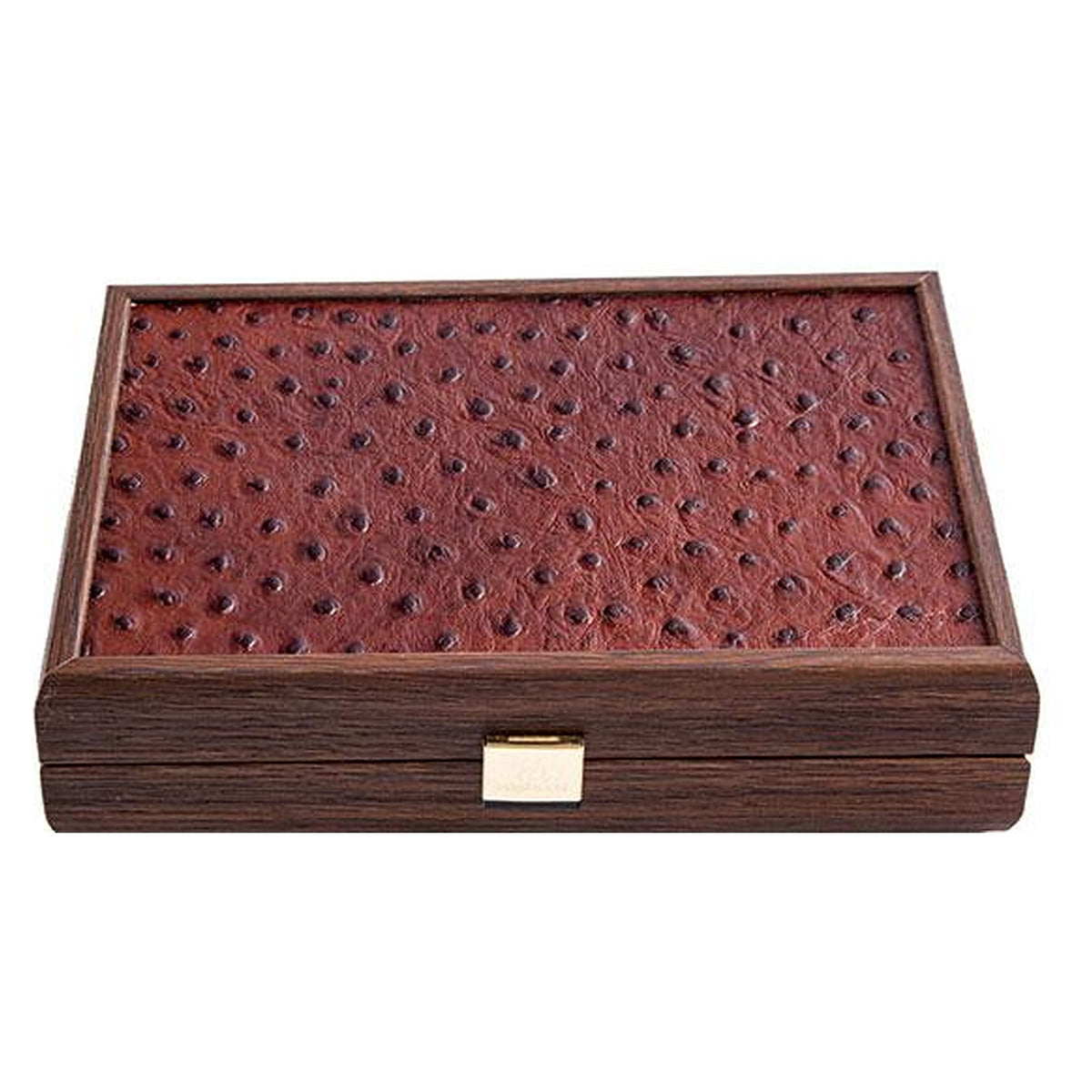 Manopoulos Playing Cards In Leather Case – Ostrich · Brown