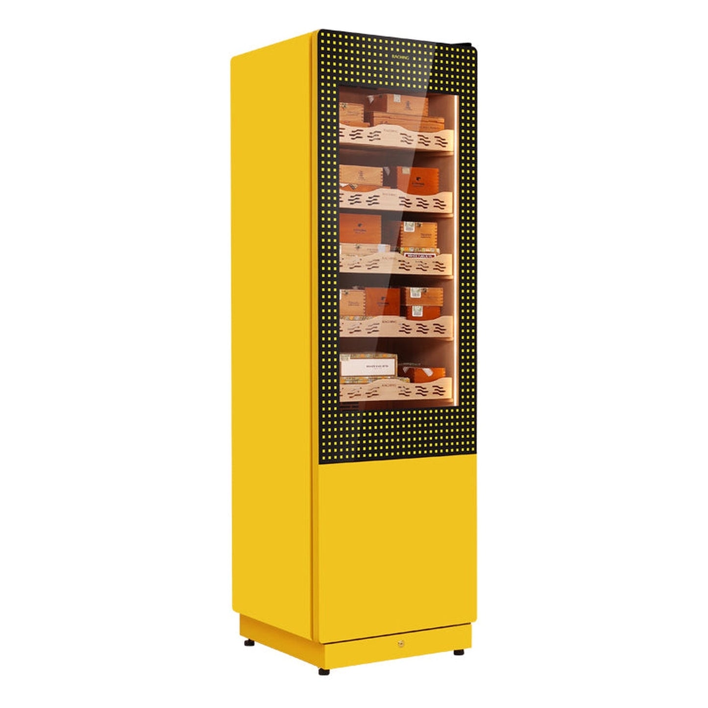 Raching COH 300 A premium oak cigar humidor cabinet - Cohiba Yellow