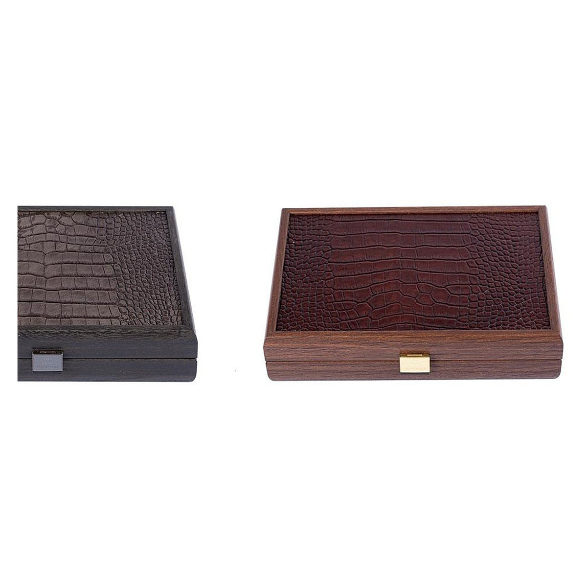 Manopoulos Dominoes In Leather Case – Crocodile · Brown