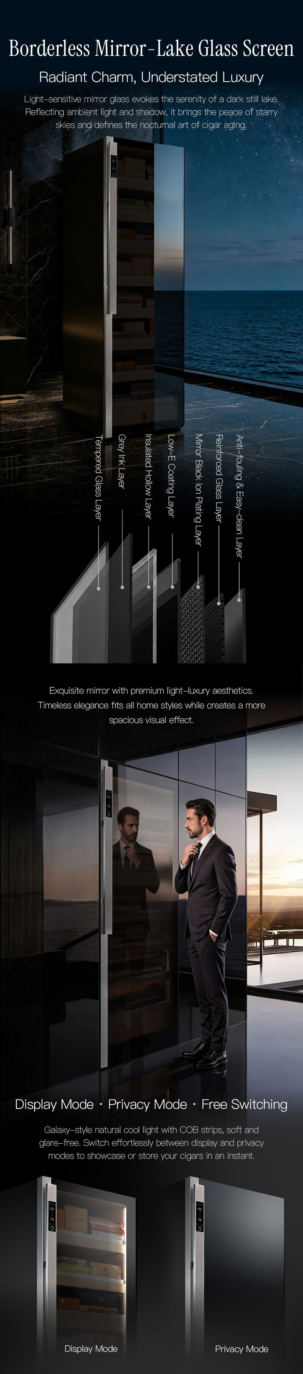 Borderless mirror lake glass screen
