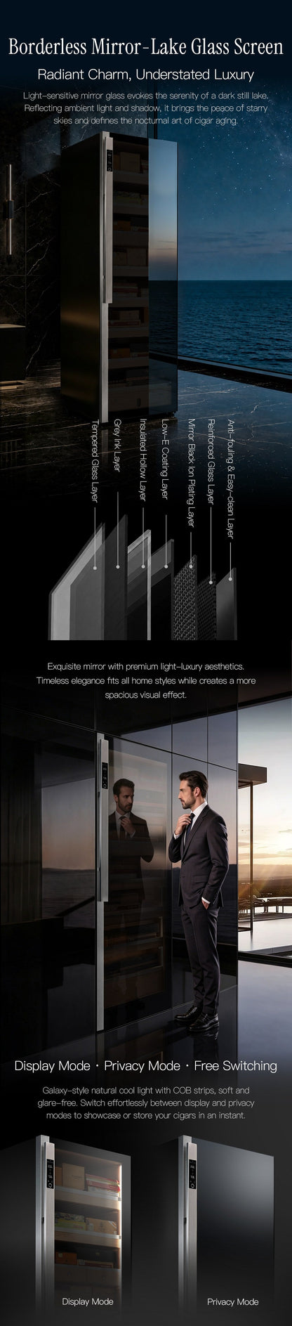Borderless mirror lake glass screen