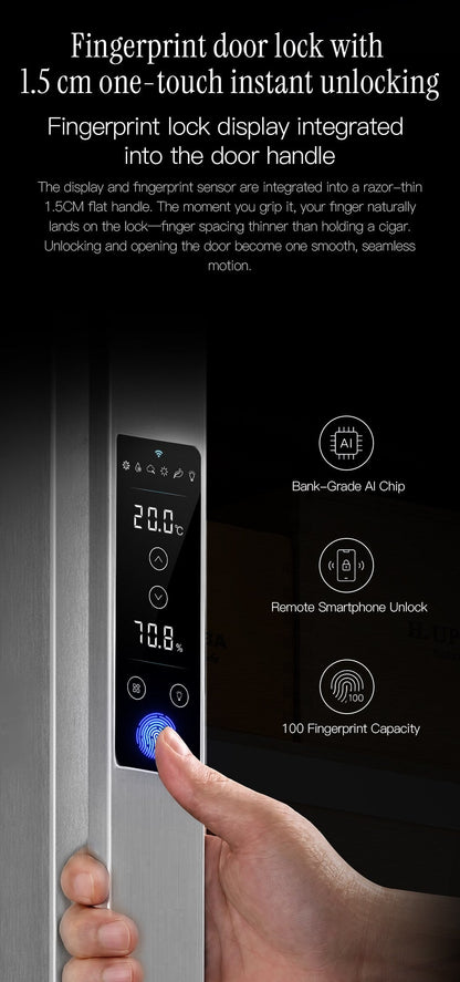 Fingerprint door lock with one touch unlocking