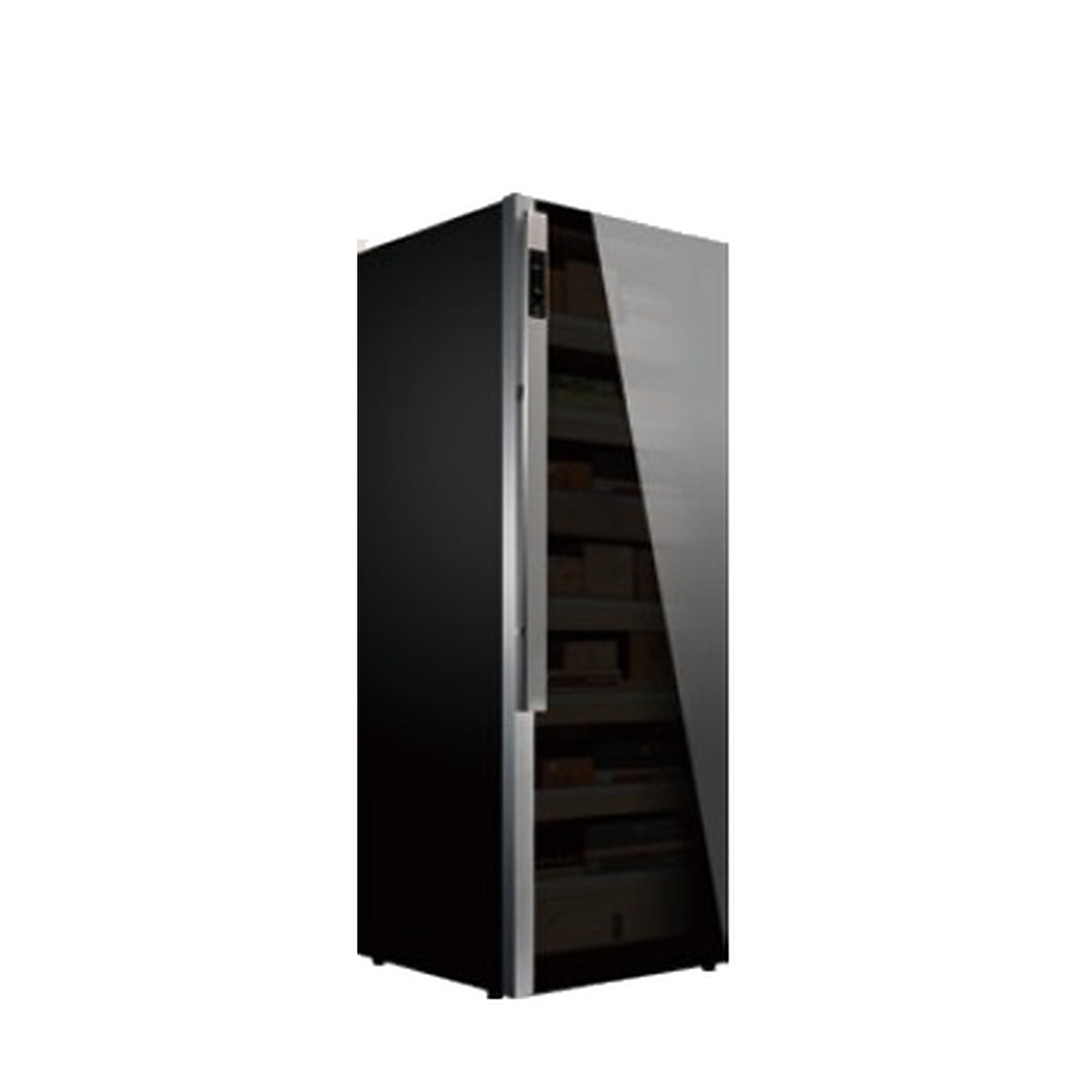 Raching DM56 Dark Matter cigar cabinet, 1645 mm tall, 5 shelves and 2 drawers, Obsidian Black