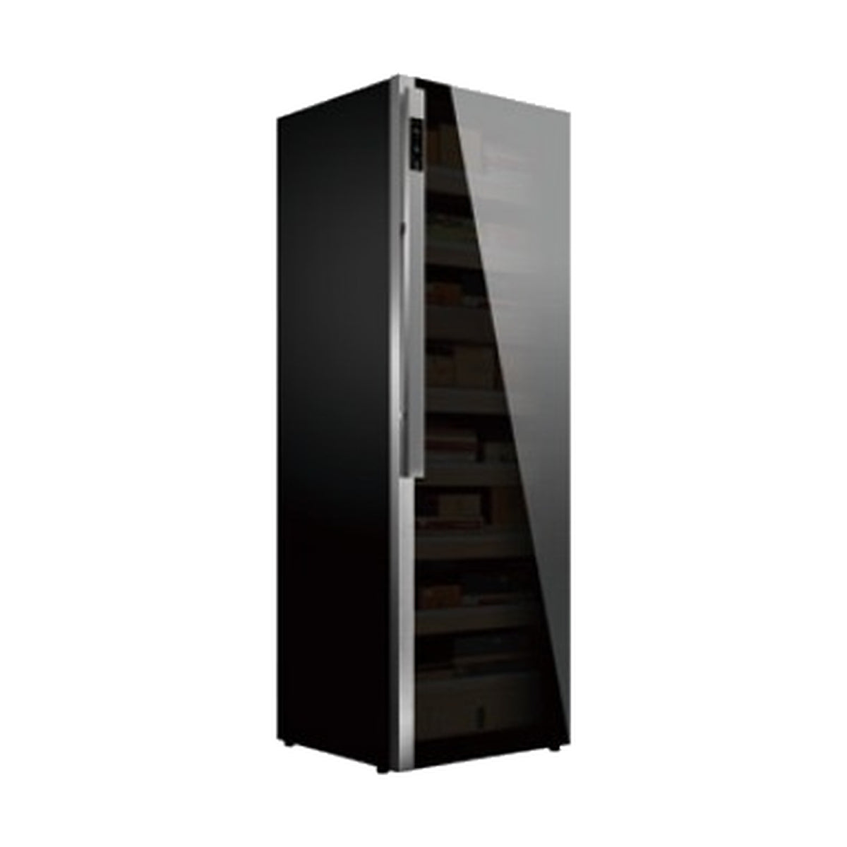 Raching DM58 Dark Matter cigar cabinet, 1845 mm tall, 6 shelves and 2 drawers, Obsidian Black