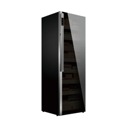 Raching DM58 Dark Matter cigar cabinet, 1845 mm tall, 6 shelves and 2 drawers, Obsidian Black
