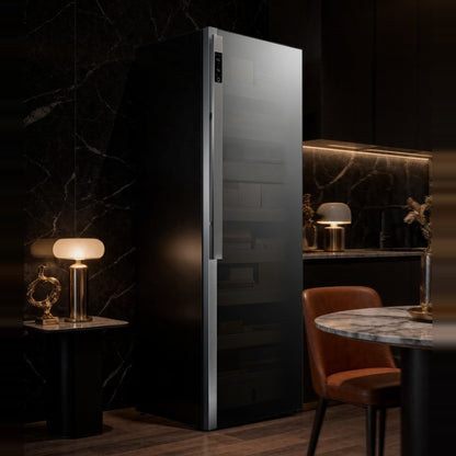 Raching DM58 Dark Matter cigar cabinet in a dining setting