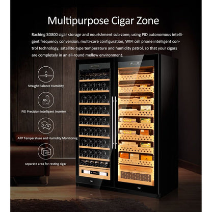 Raching SD 800 Double-Door Combine-Unit Cigar & Wine Cabinet Series - With Ammonia Removal — detail view