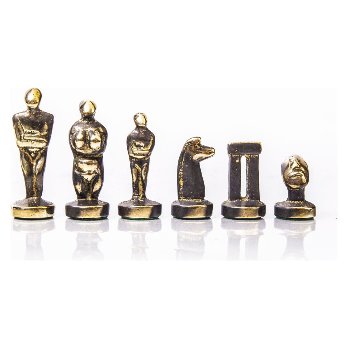 Manopoulos Cycladic Art Solid Brass Chessmen – Blue & Brass (2)