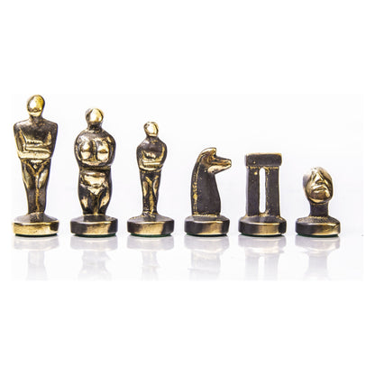 Manopoulos Cycladic Art Solid Brass Chessmen – Blue & Brass (2)