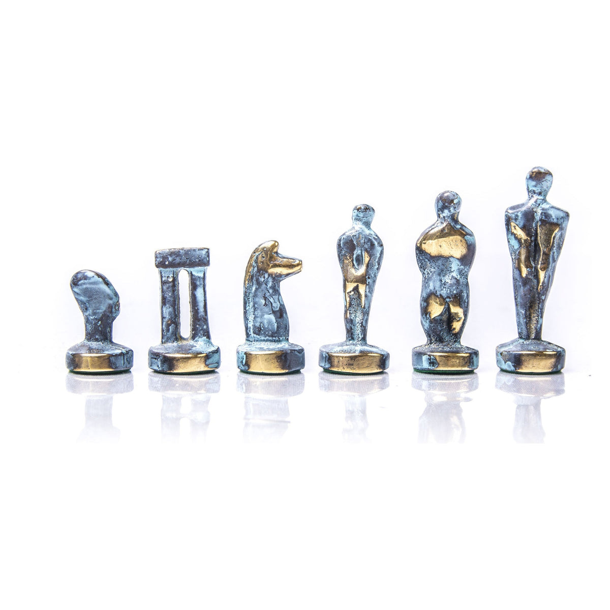 Manopoulos Cycladic Art Solid Brass Chessmen – Blue & Brass (3)