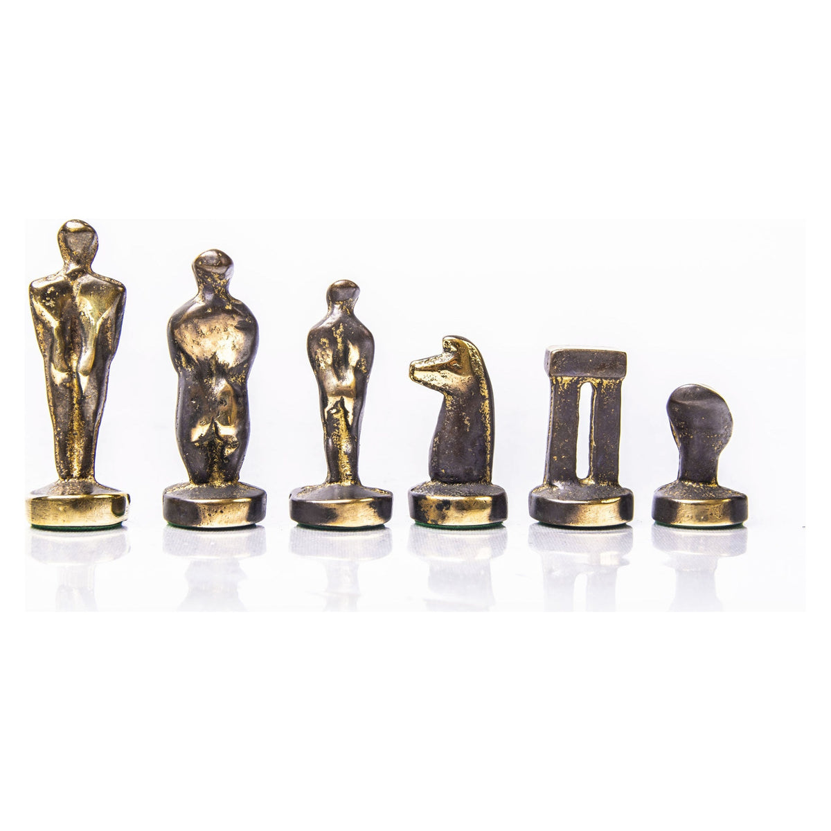 Manopoulos Cycladic Art Solid Brass Chessmen – Blue & Brass (4)