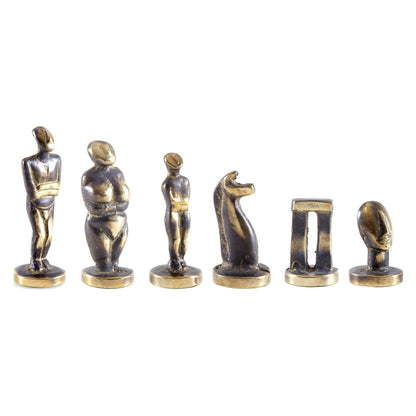 Manopoulos Cycladic Art Solid Brass Chessmen - Blue & Brass - Large (2)