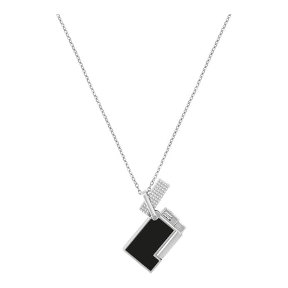 S.T. Dupont Lighter Necklace - Laque Noir (Chrome Chain)