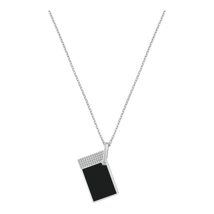 S.T. Dupont Lighter Necklace - Laque Noir (Chrome Chain) — angle view