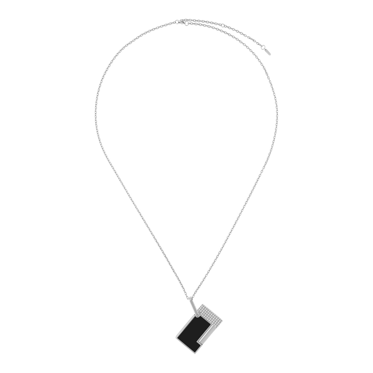 S.T. Dupont Lighter Necklace - Laque Noir (Chrome Chain) — detail view