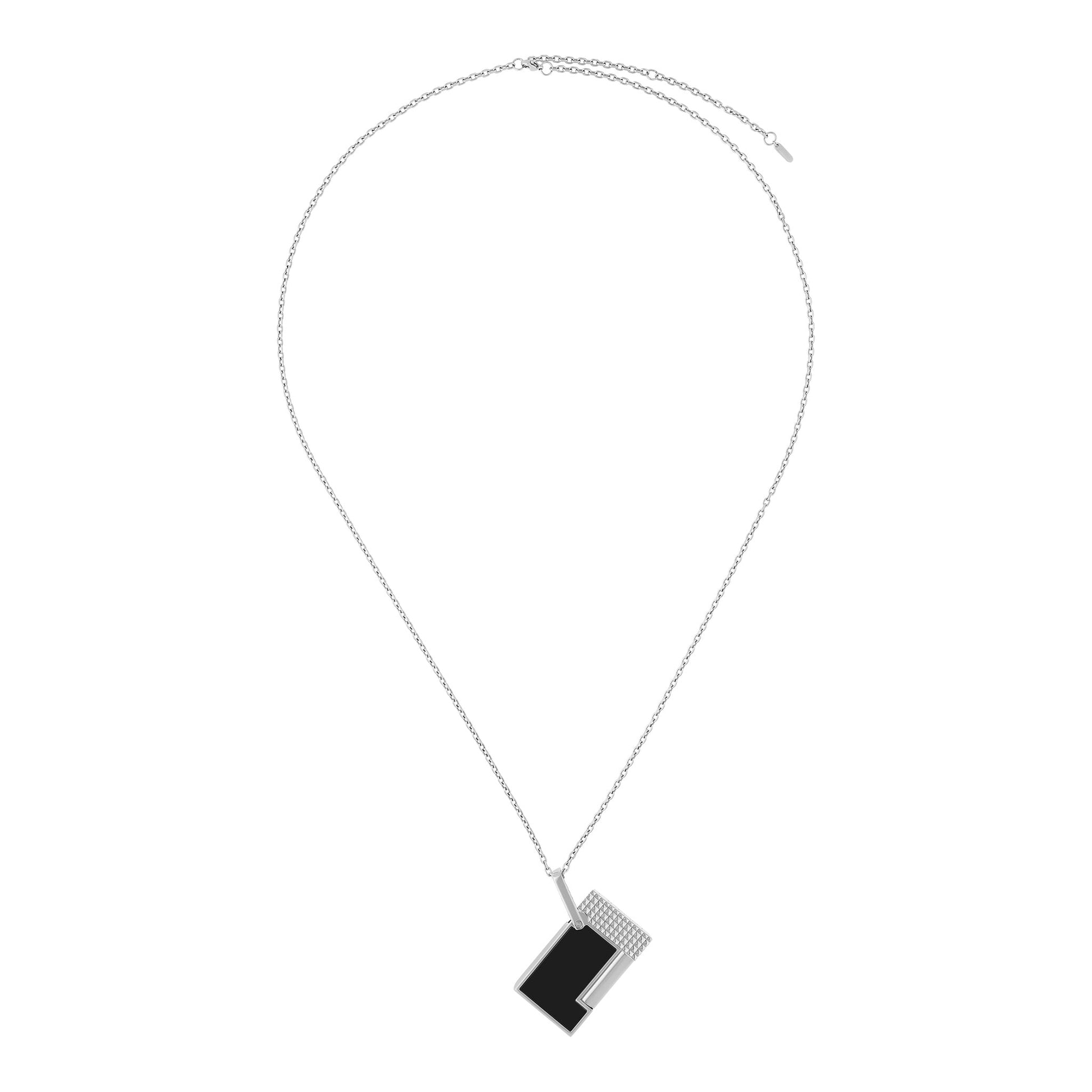 S.T. Dupont Lighter Necklace - Laque Noir (Chrome Chain) — detail view