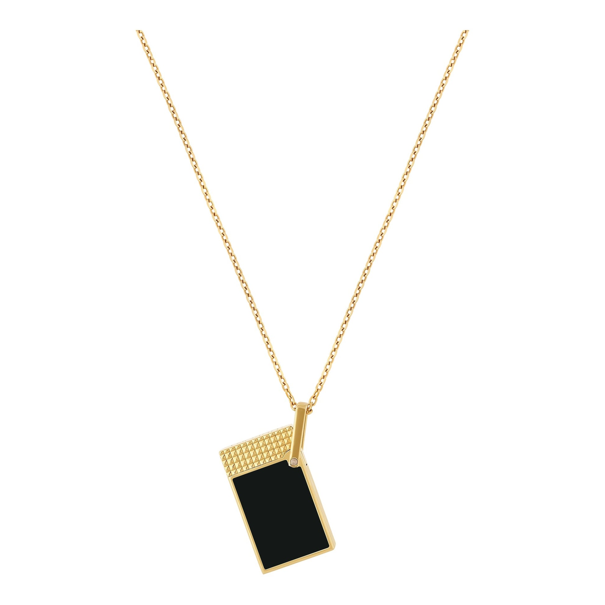 S.T. Dupont Lighter Necklace - Laque Noir (Gold Chain) — angle view