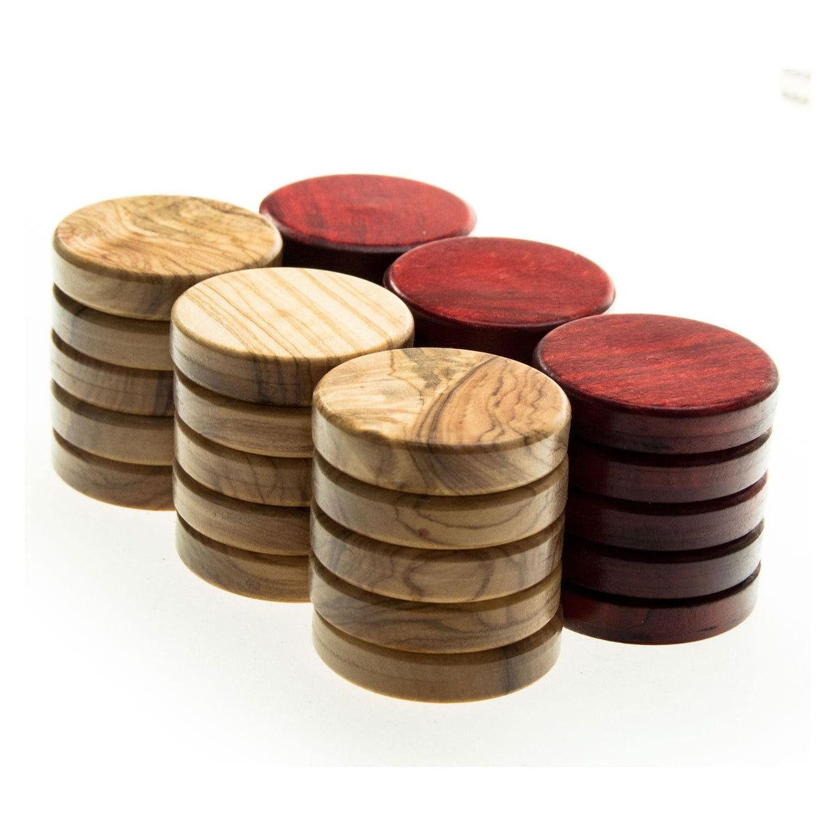 Manopoulos Olive Wood Backgammon Checkers – PB1RED