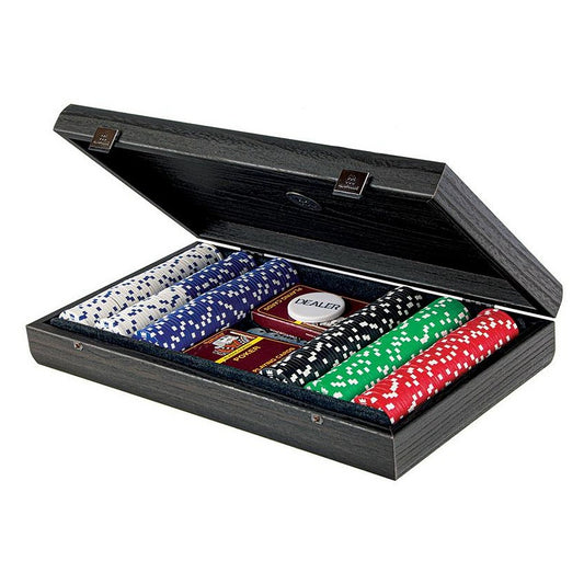 Manopoulos Poker Set - 300 Chips With Leatherette Top – Black · black leatherette top