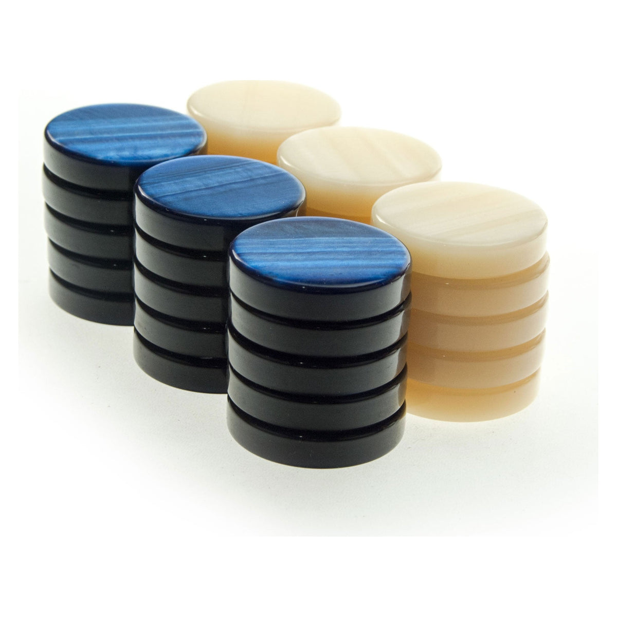 Manopoulos Mother-of-pearl Acrylic Backgammon Checkers – PF1BLU