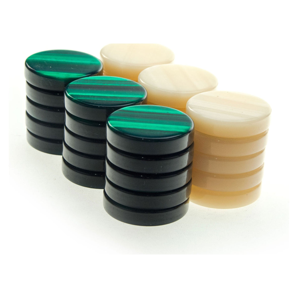 Manopoulos Mother-of-pearl Acrylic Backgammon Checkers – PF1GRE