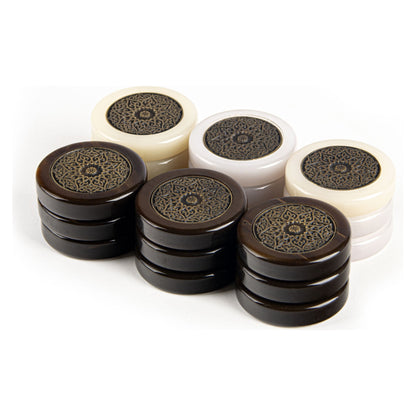 Manopoulos Backgammon Checkers with Brass Decoration