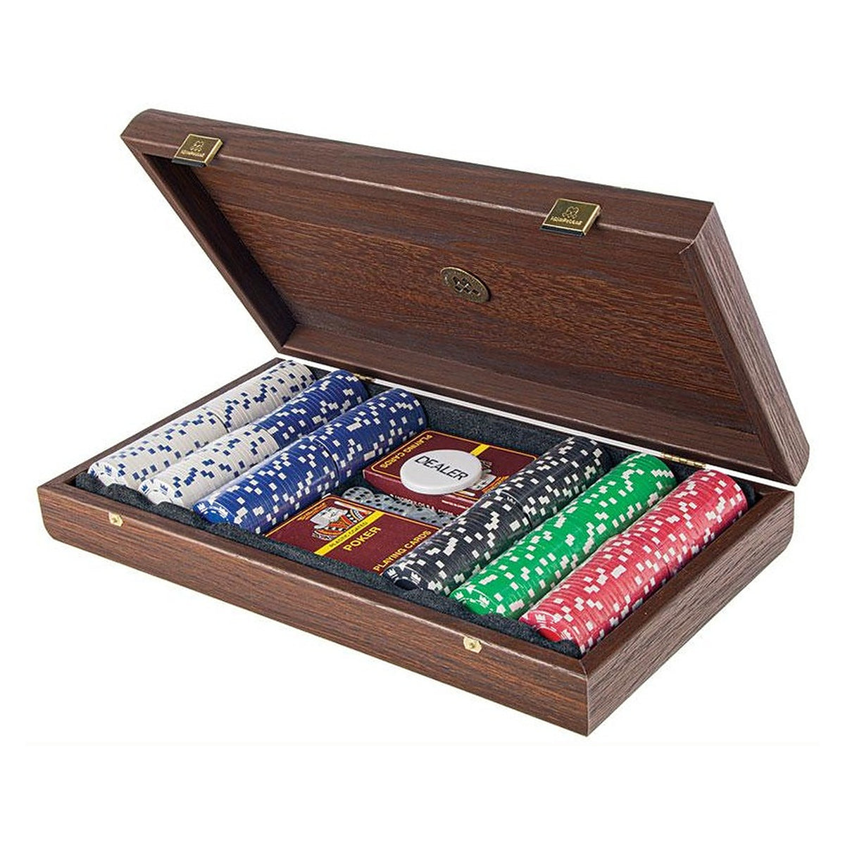 Manopoulos Poker Set - 300 Chips With California Burl Top