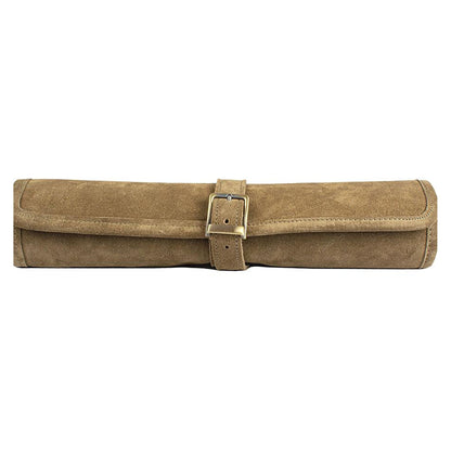 Manopoulos Suede Roll-Up Travel Backgammon – Khaki Brown (2)