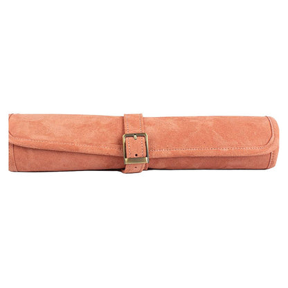 Manopoulos Suede Roll-Up Travel Backgammon – Salmon (2)
