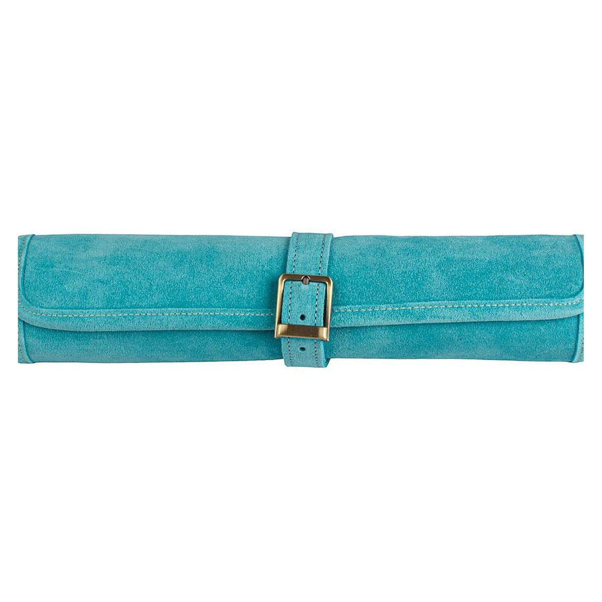 Manopoulos Suede Roll-Up Travel Backgammon – Turquoise (2)