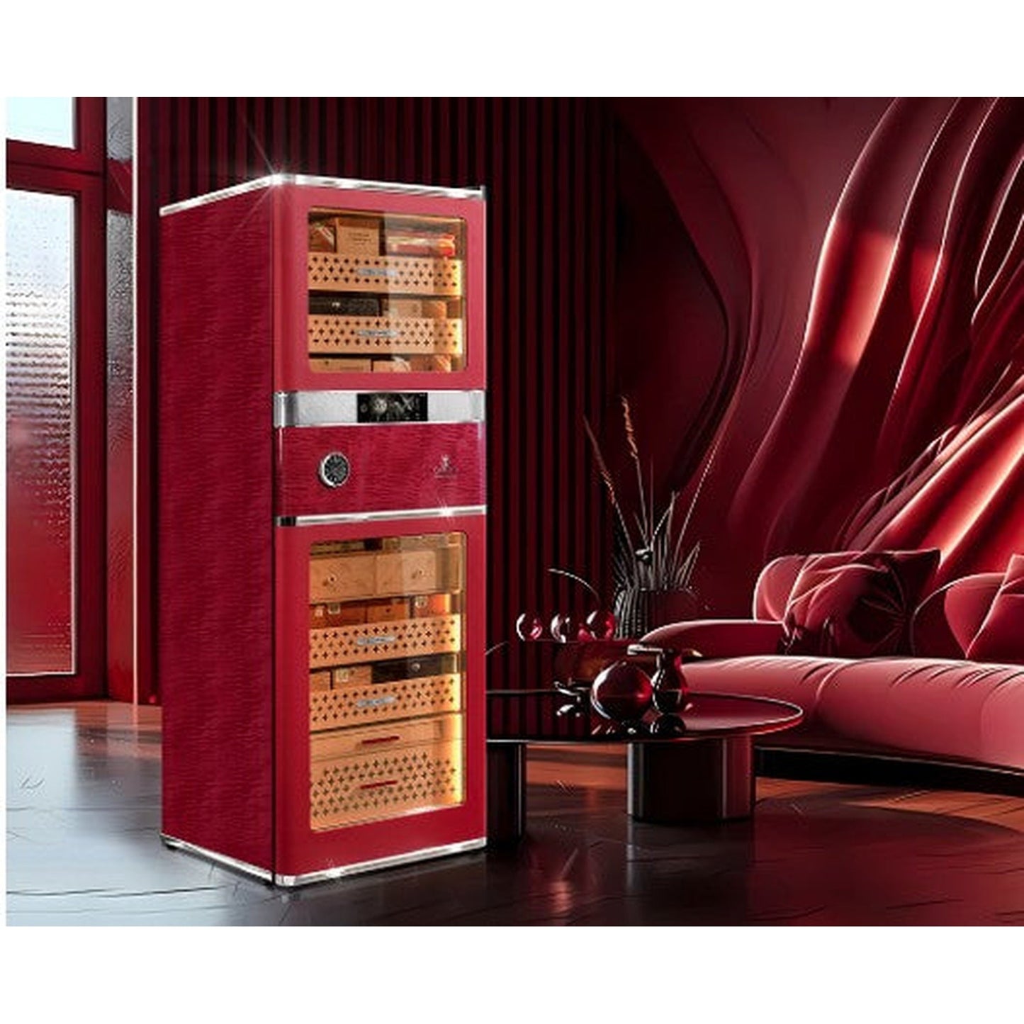 Raching RR780 Smart Cigar Cabinet — angle view