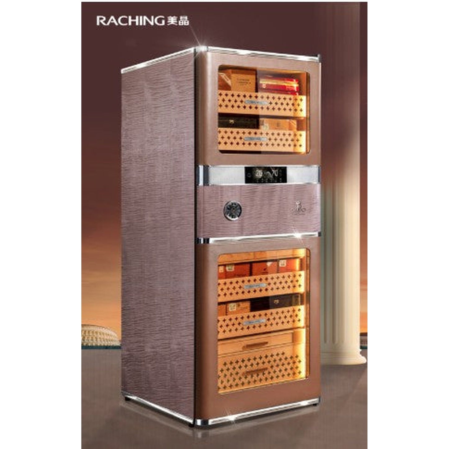 Raching RR880 Smart Cigar Cabinet — angle view