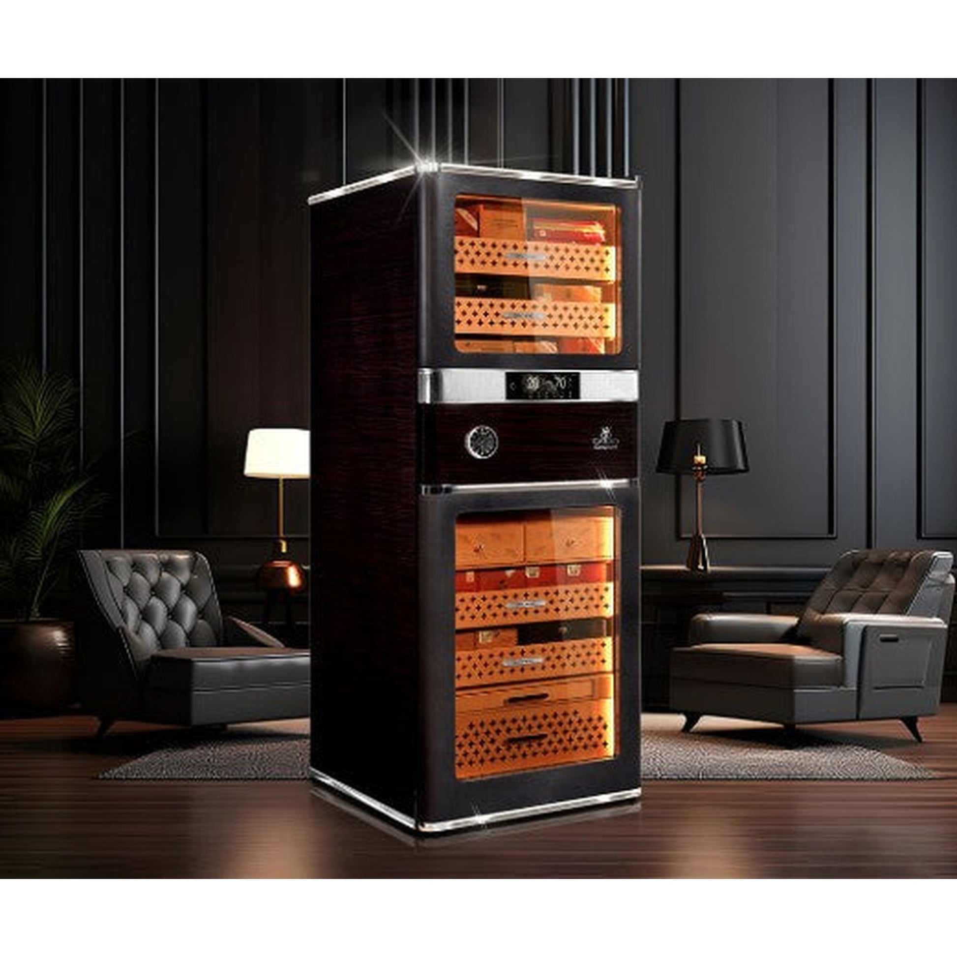 Raching RR980 Smart Cigar Cabinet — angle view