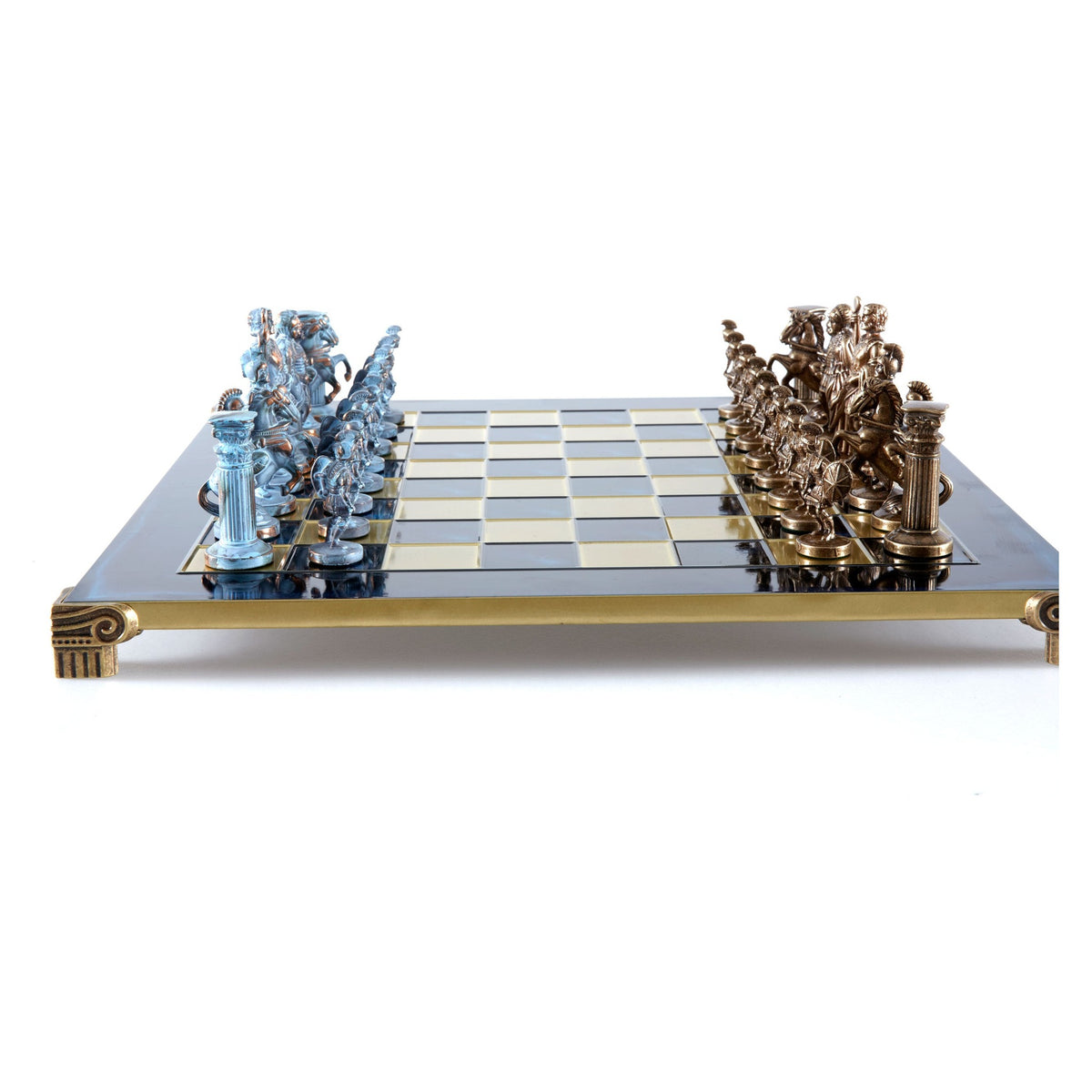 Manopoulos Greek Roman Period Metal Chess Set – S11BBLU