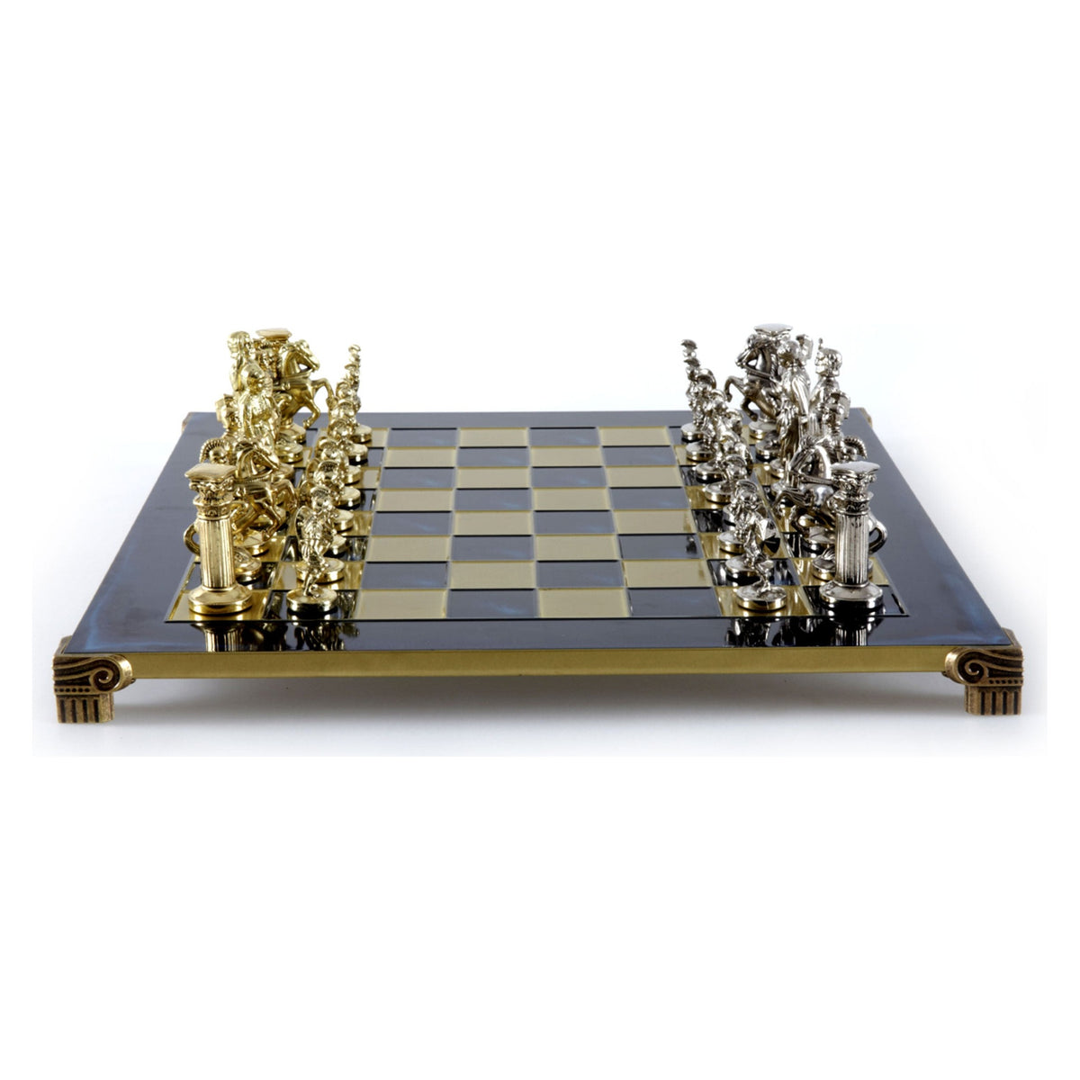 Manopoulos Greek Roman Period Metal Chess Set – S11BLU