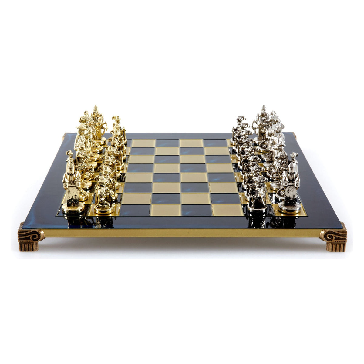 Manopoulos Medieval Knights Metal Chess Set – S12BLU