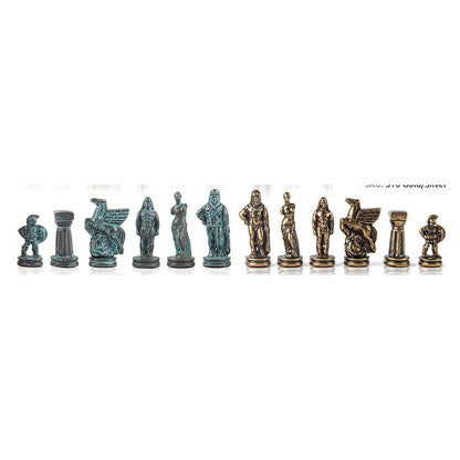 Manopoulos Spartan Warrior Metal Chess Set – Blue & Brass