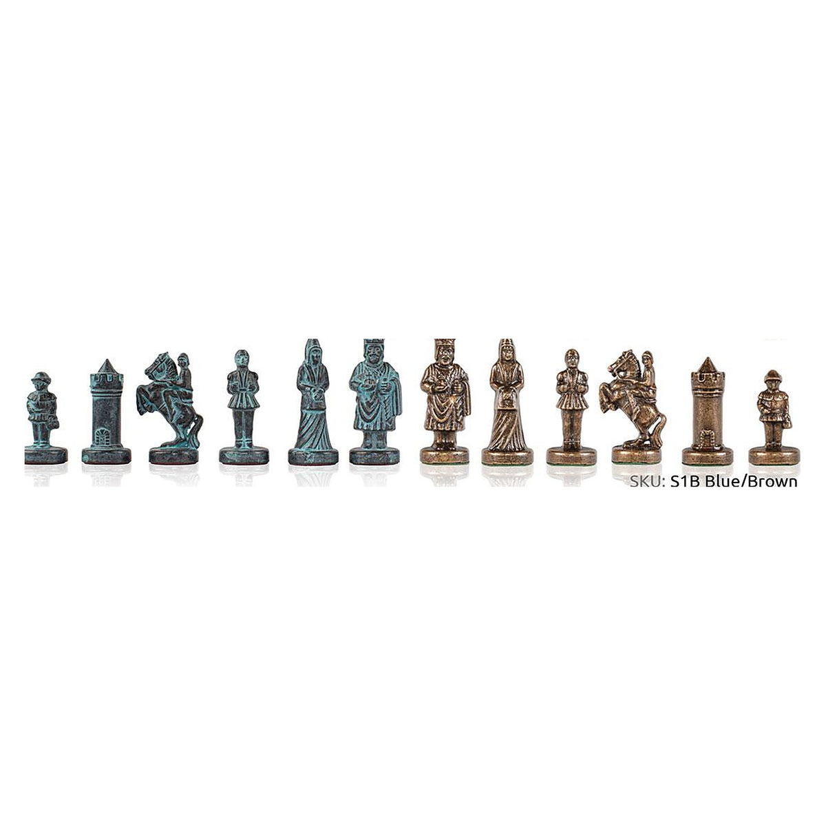 Manopoulos Byzantine Empire Metal Chess Set – Blue & Brass